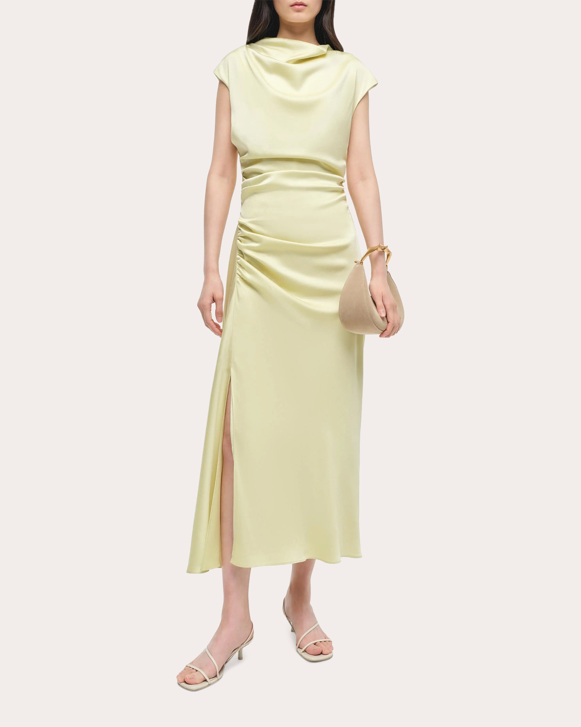 Burke Draped Satin Midi Dress