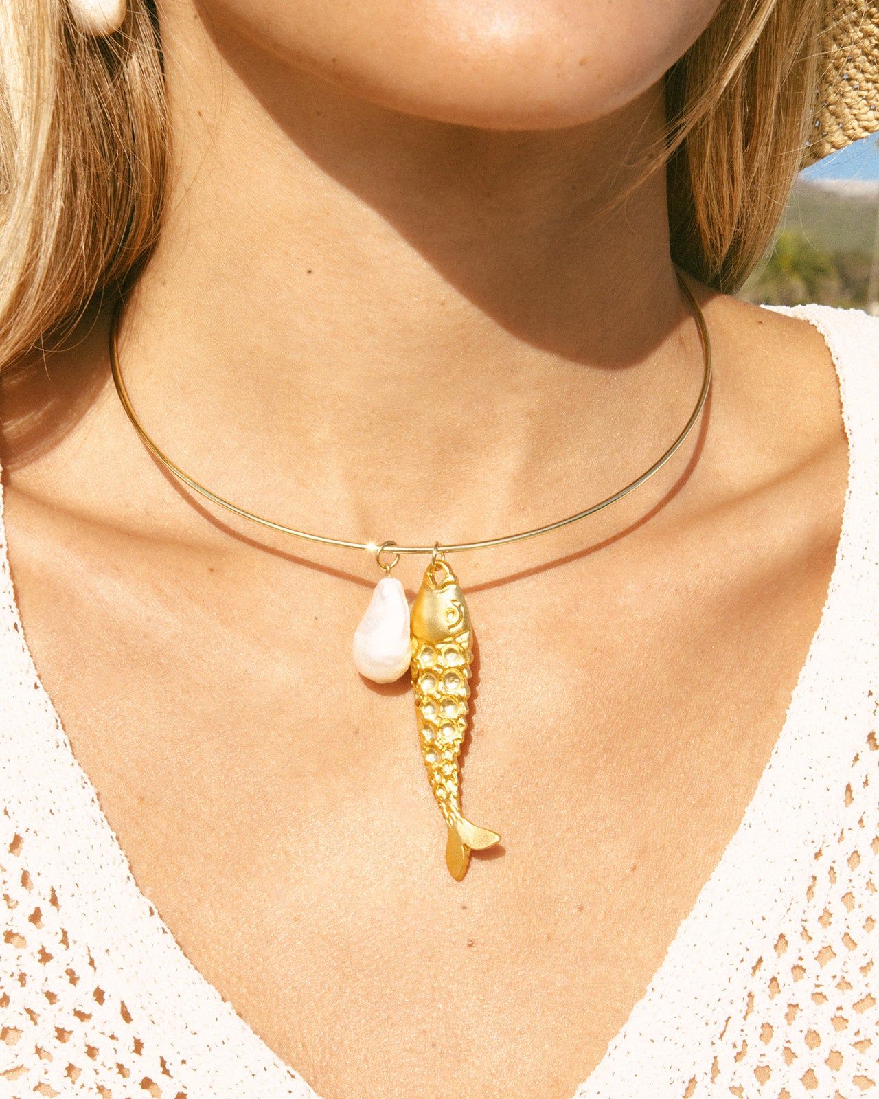 Baroque Pearl Bubble Fish Choker Necklace