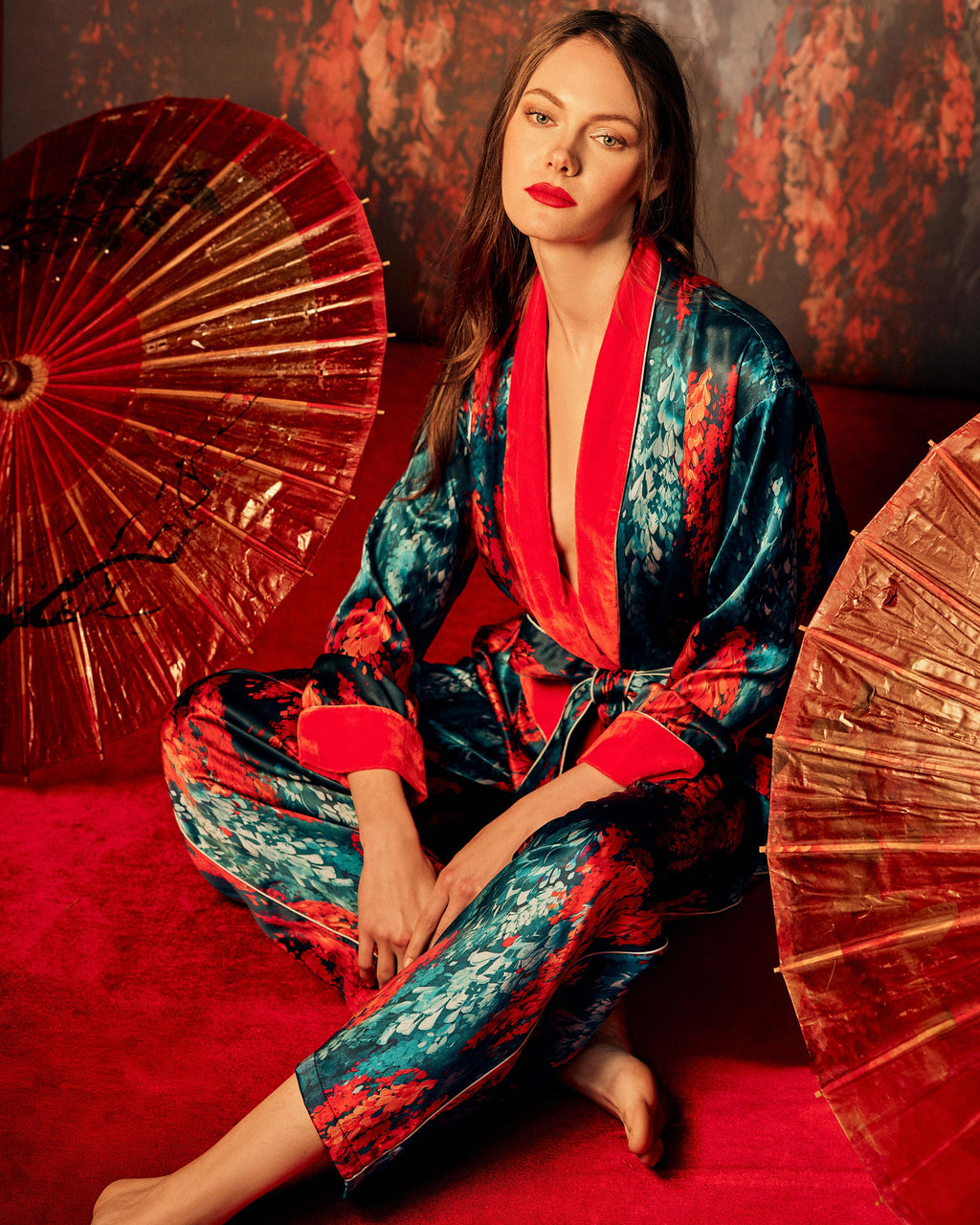 Ari Fuji Silk Belted Pajama Set