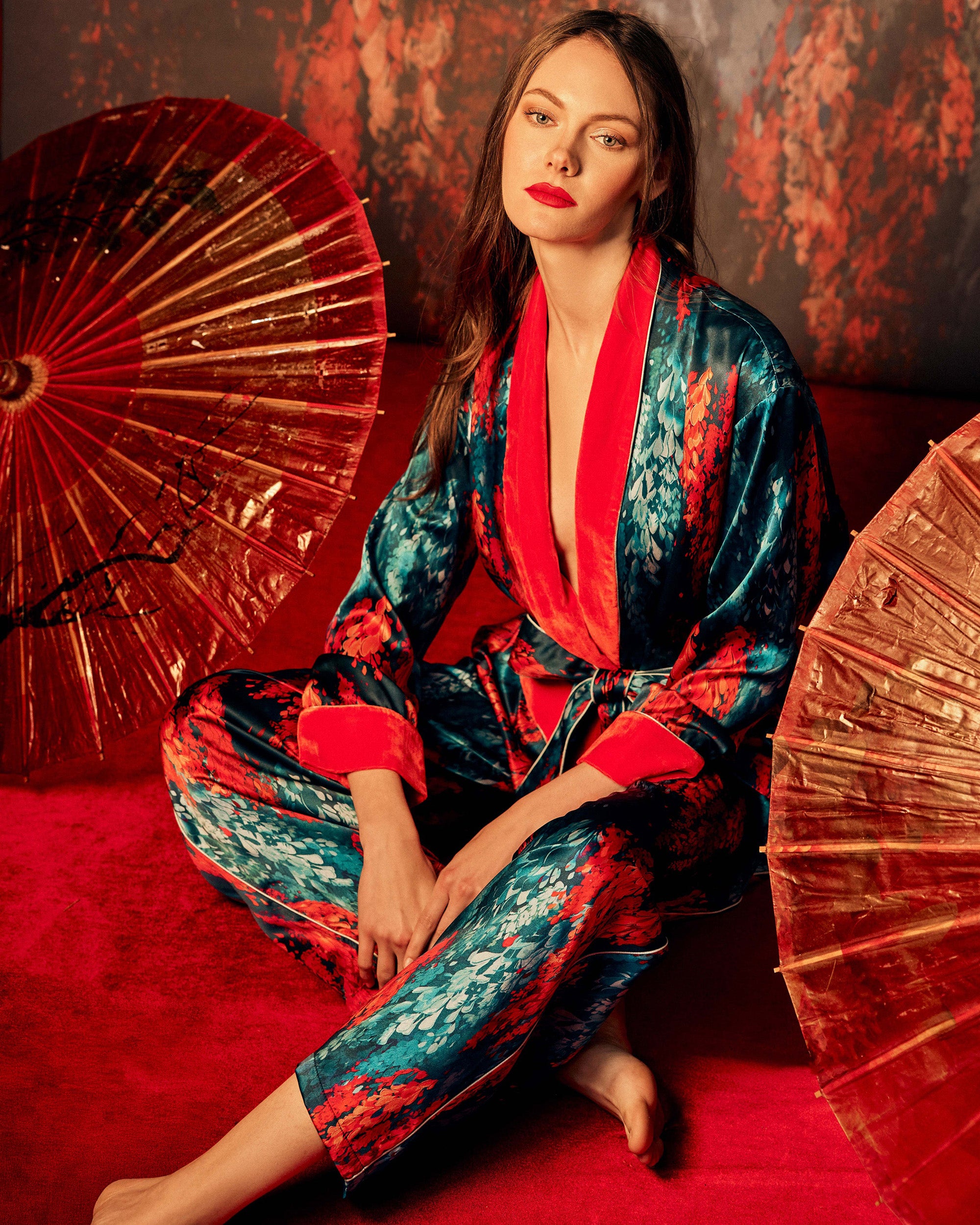 Ari Fuji Silk Belted Pajama Set