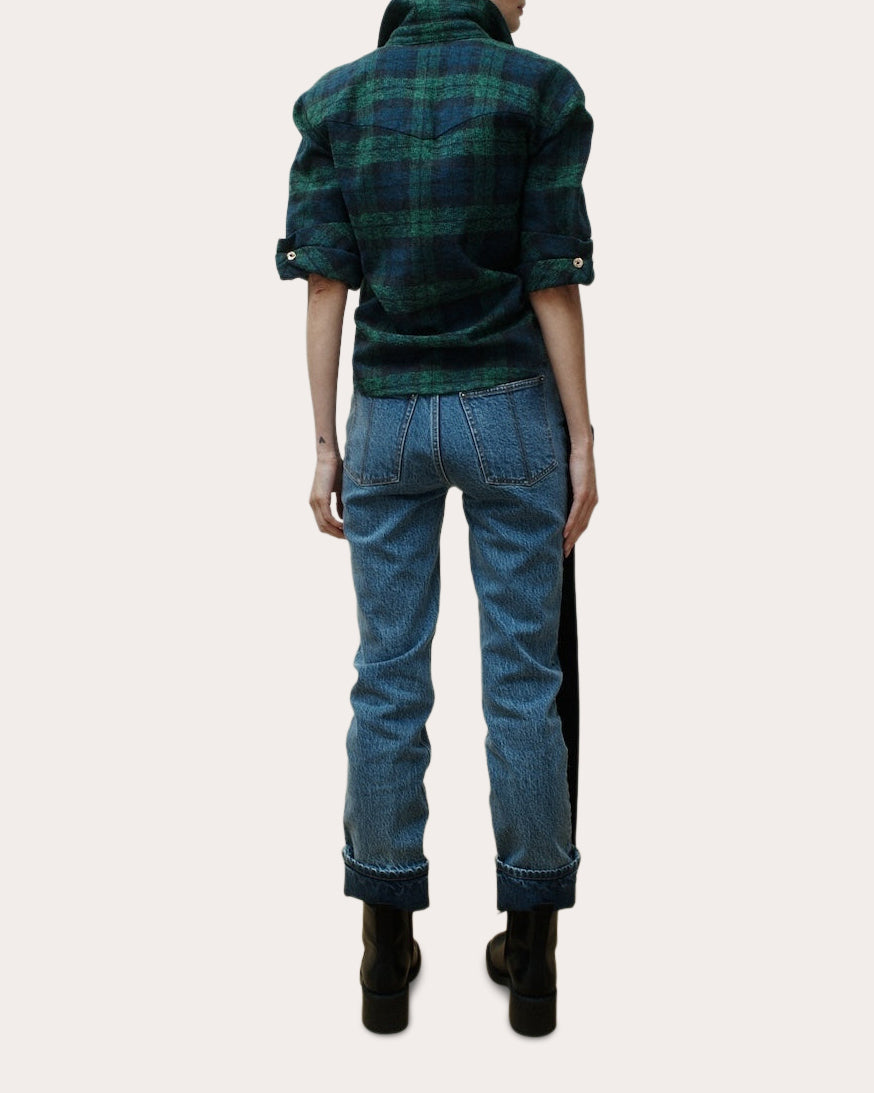 Rin Velvet Bustle Slim Cuffed Jeans