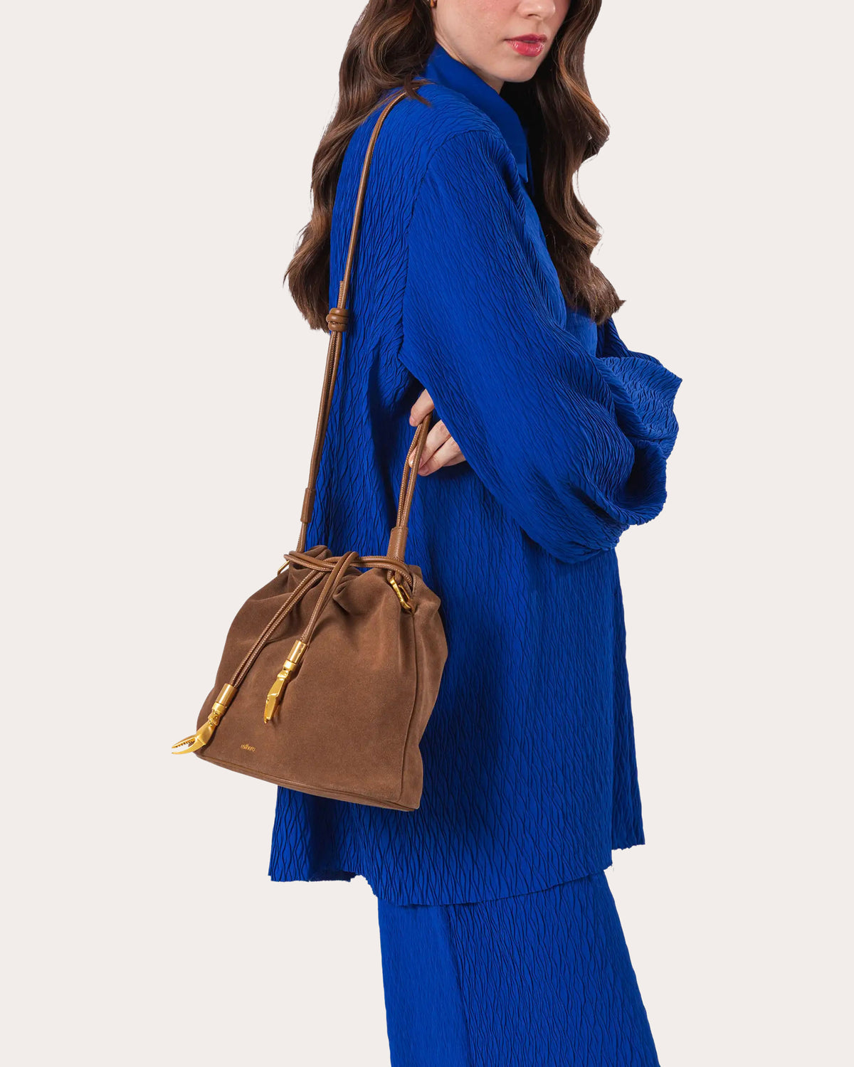 Crab Claw Suede Pouch Bag