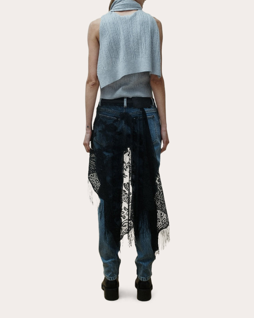 Eram Fringed Shawl Slim Jeans