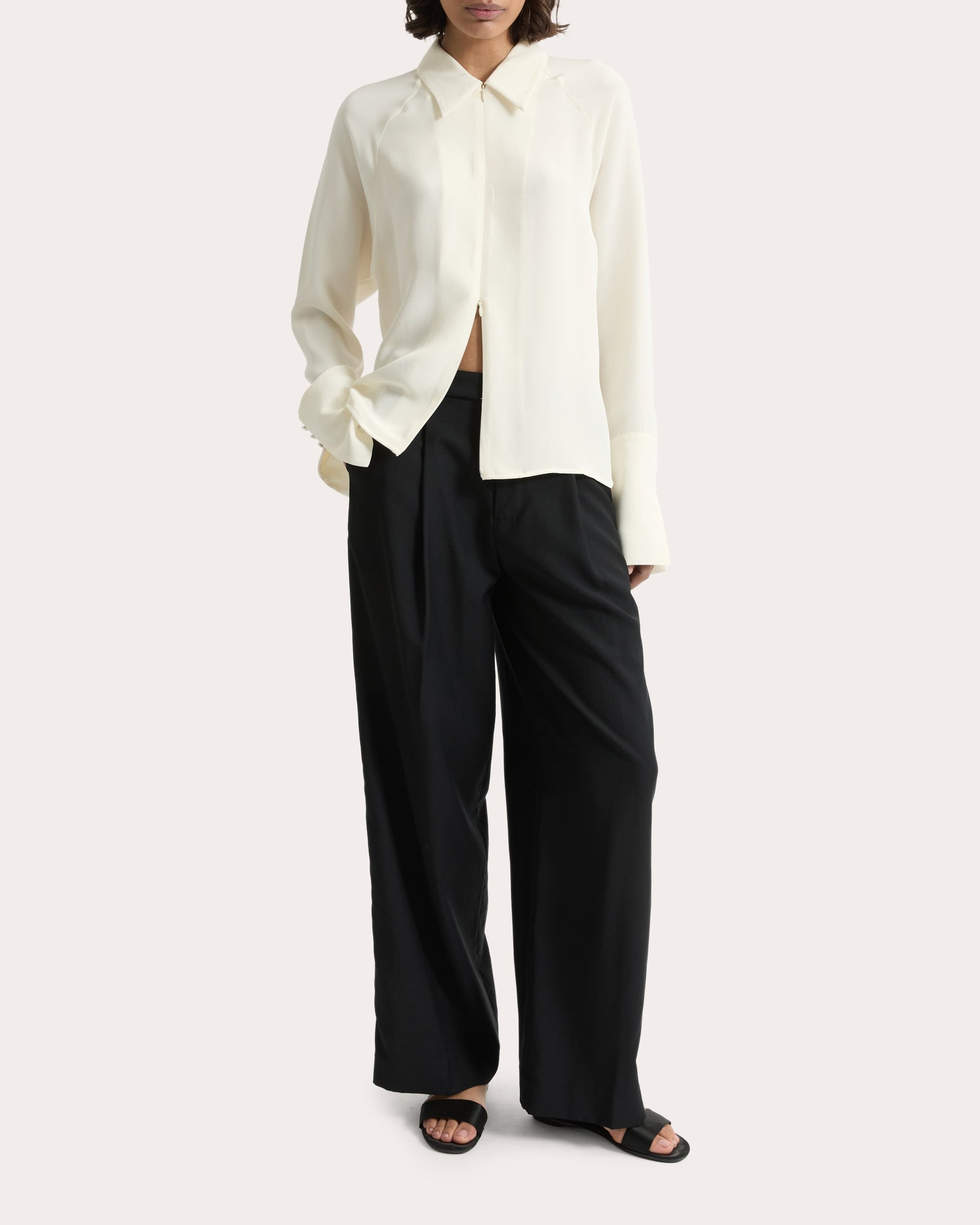 Lea Silk Crepe Collared Shirt