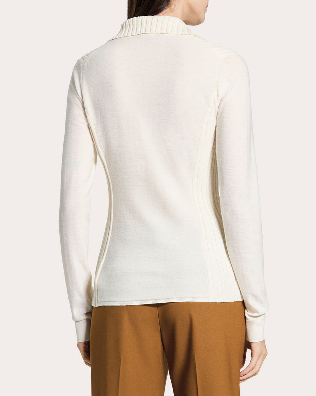 Ribbed Wool Collared Polo Sweater