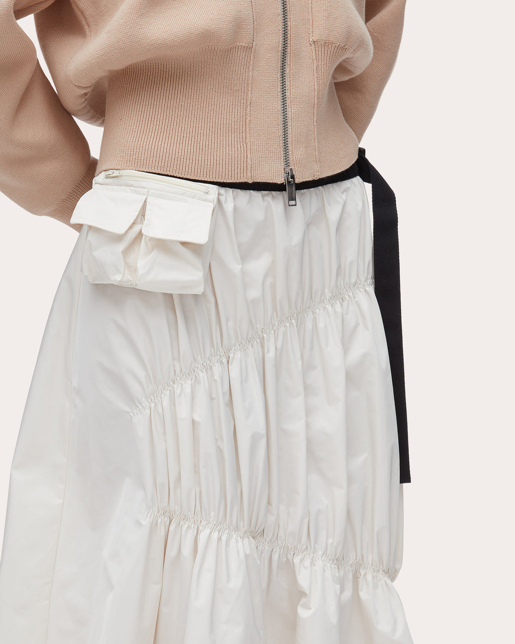 Ripstop Shirred Asymmetric Skirt