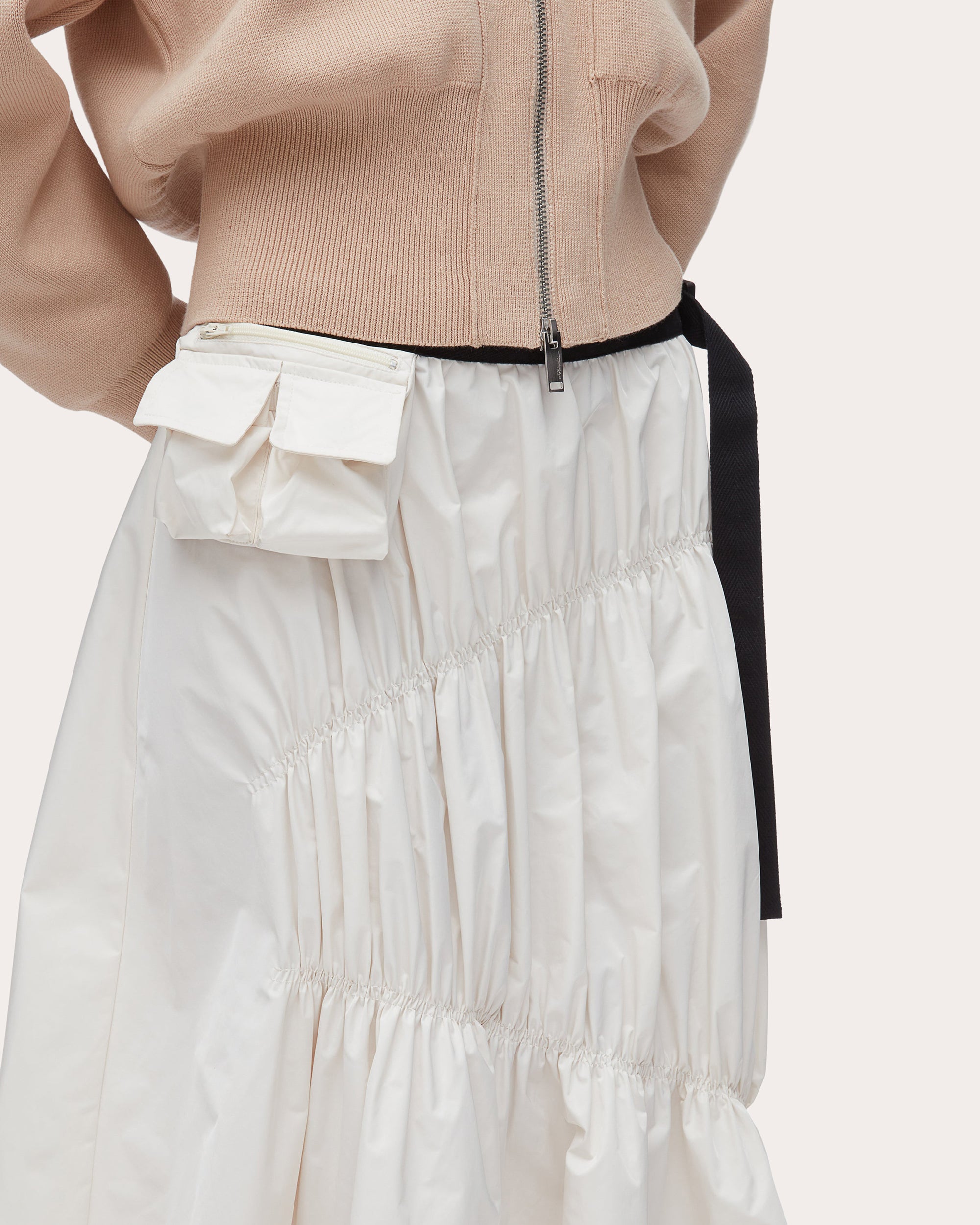 Ripstop Shirred Asymmetric Skirt