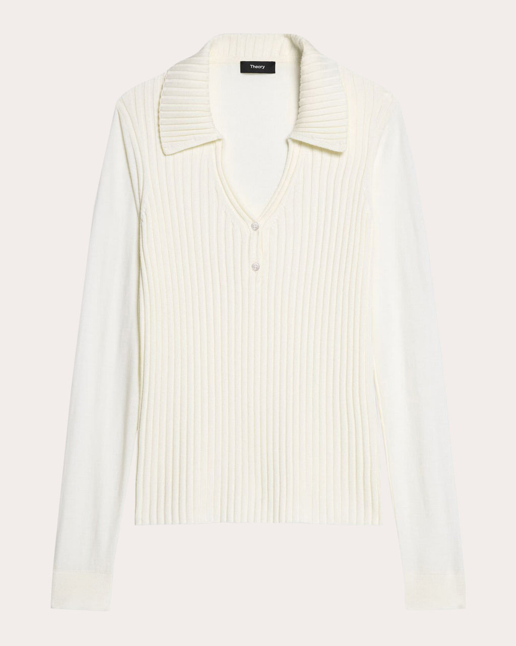 Ribbed Wool Collared Polo Sweater