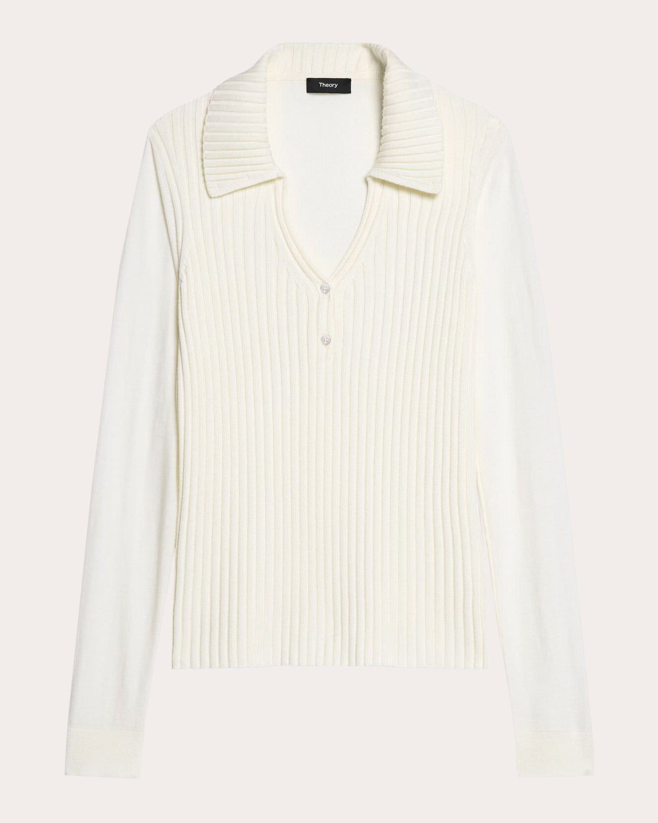 Ribbed Wool Collared Polo Sweater