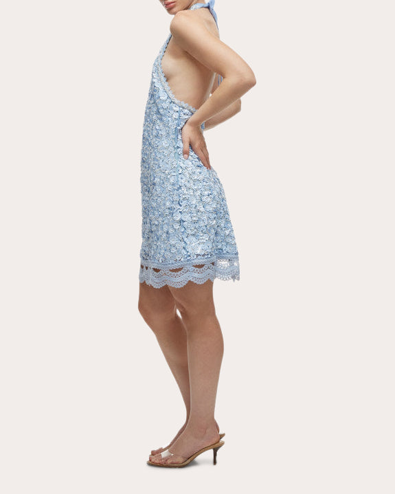 Medianoche Floral Sequin Halter Mini Dress