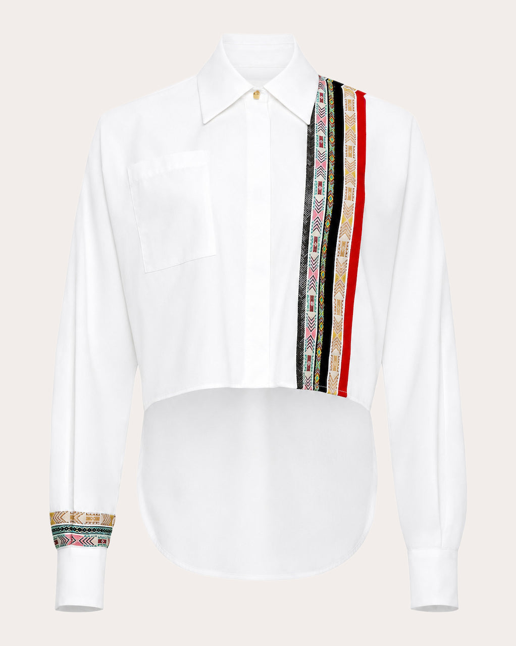 Ted Grosgrain Poplin High-Low Shirt