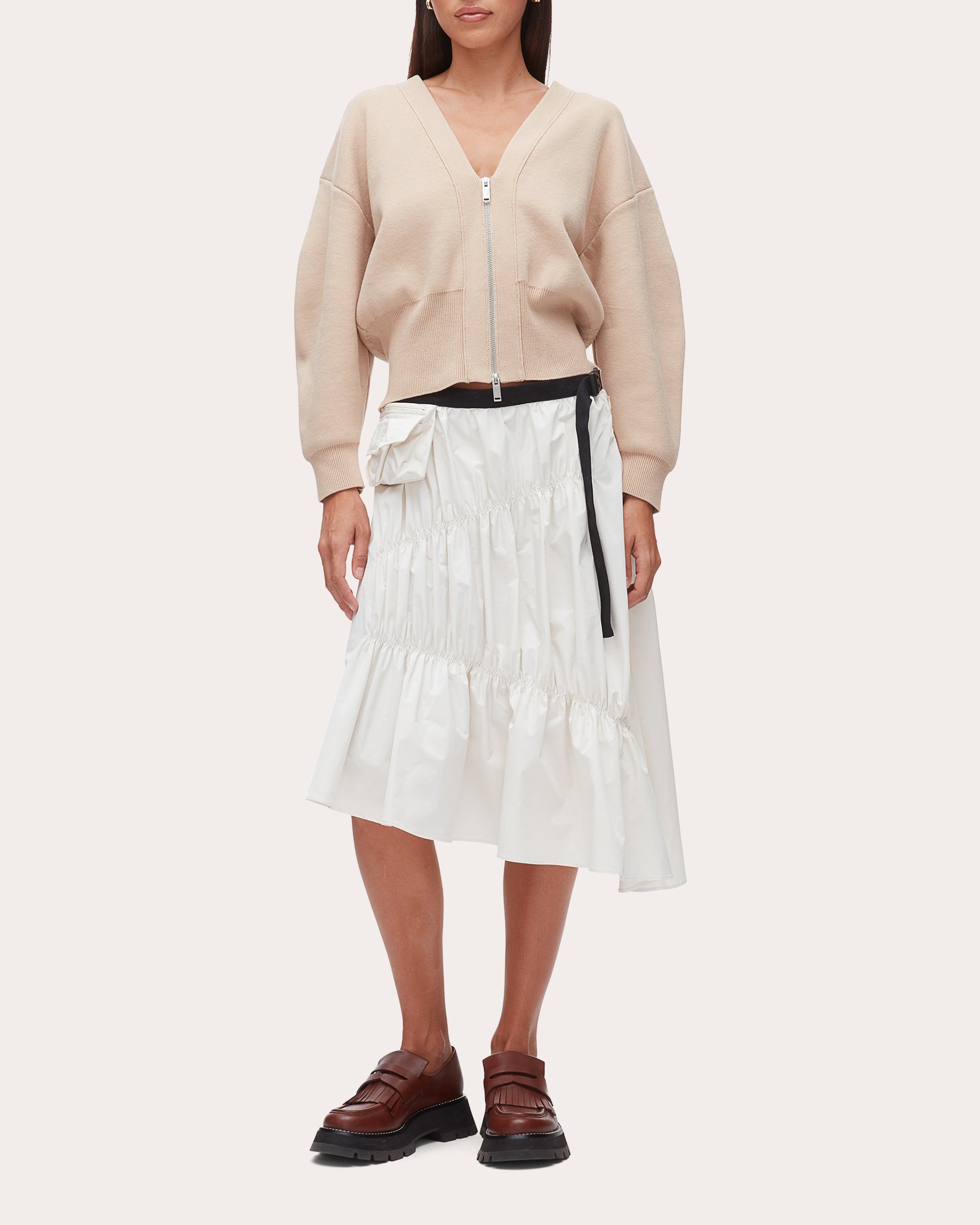 Ripstop Shirred Asymmetric Skirt