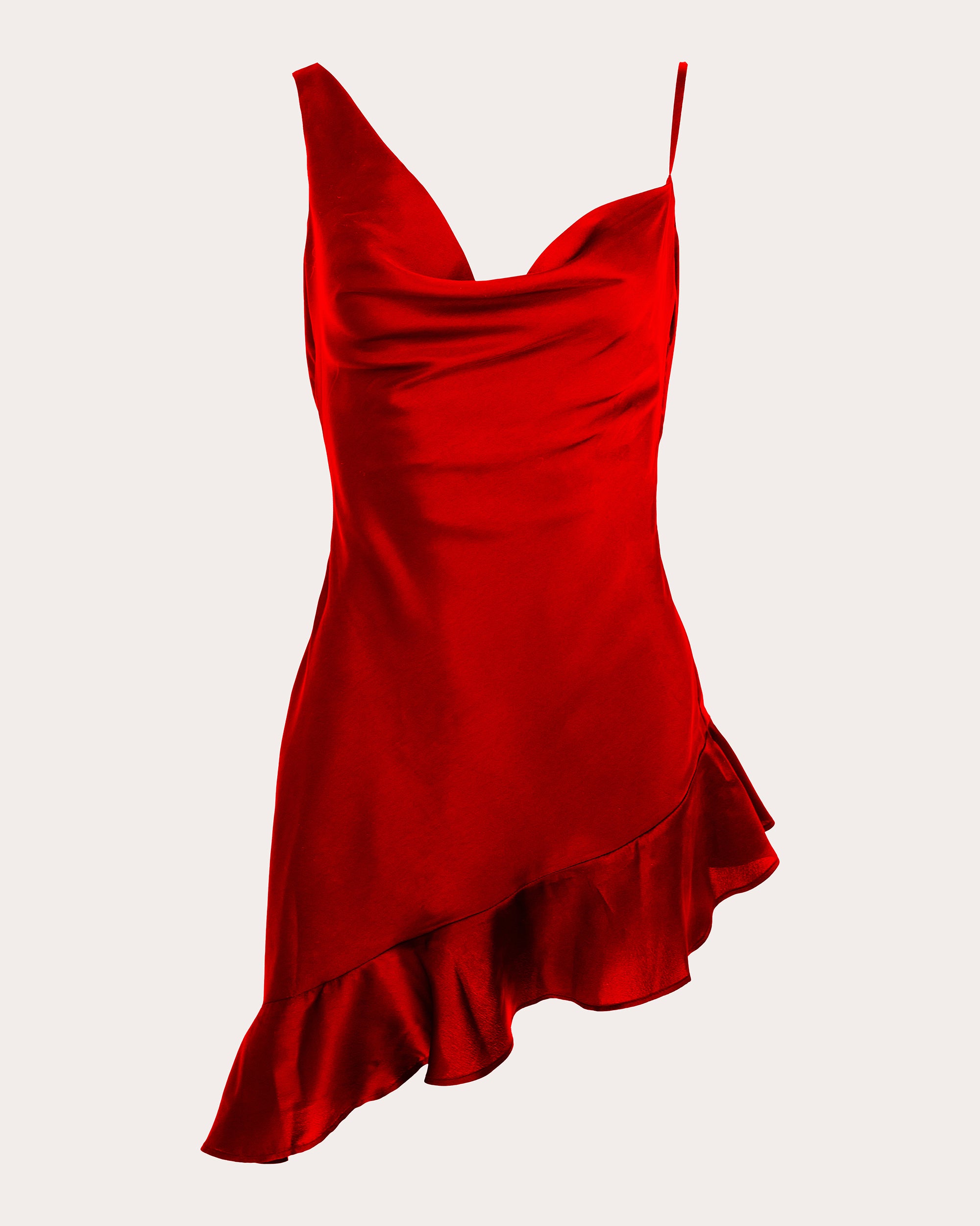 Daphne Satin Asymmetric Draped Mini Dress