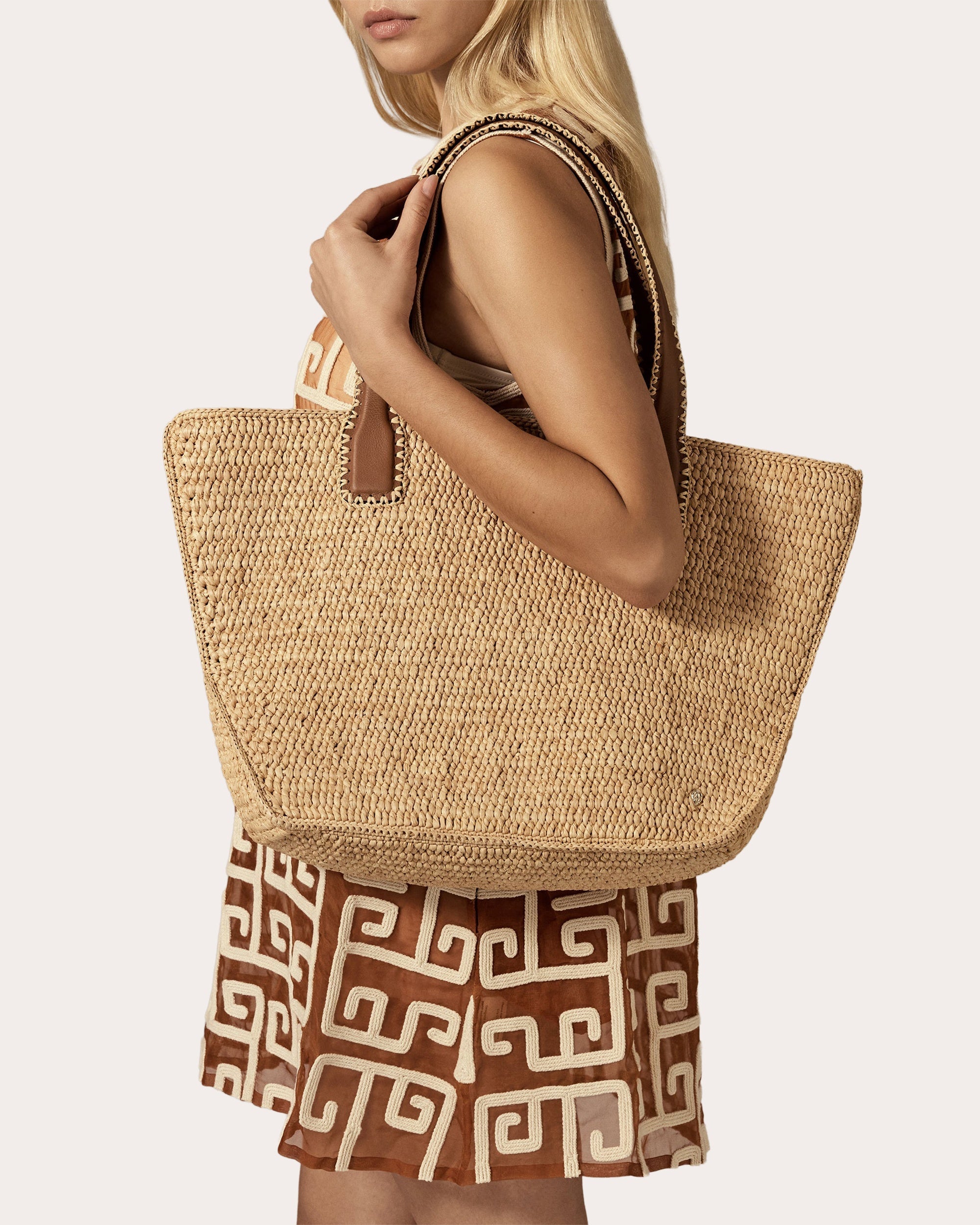 Liyoni Crocheted Raffia Tote Bag