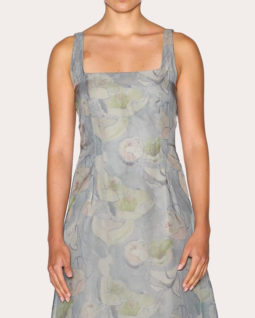 Self Love Floral Silk Organza A-Line Dress