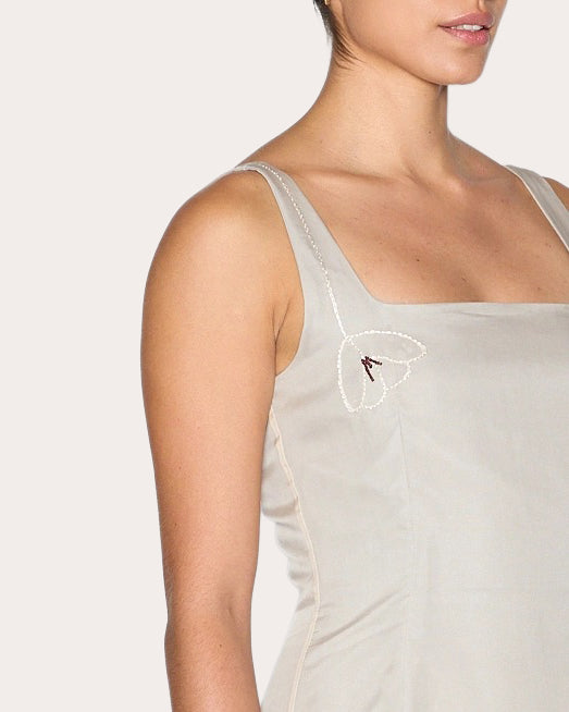 Self Love Embroidered Silk Organza A-Line Dress