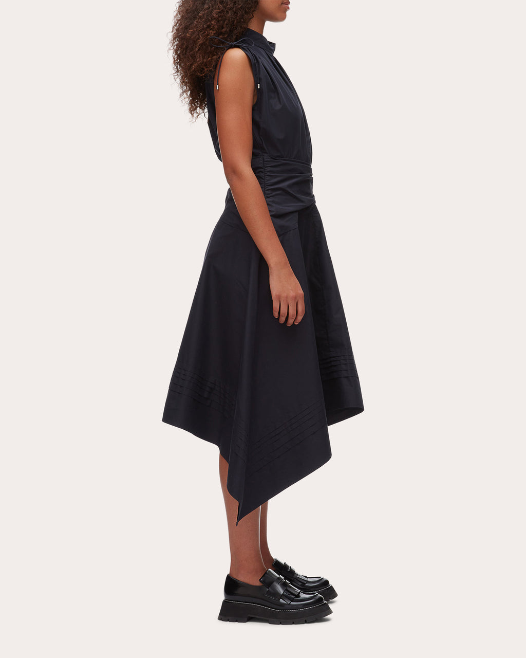 Cotton Poplin Ruched Handkerchief Dress