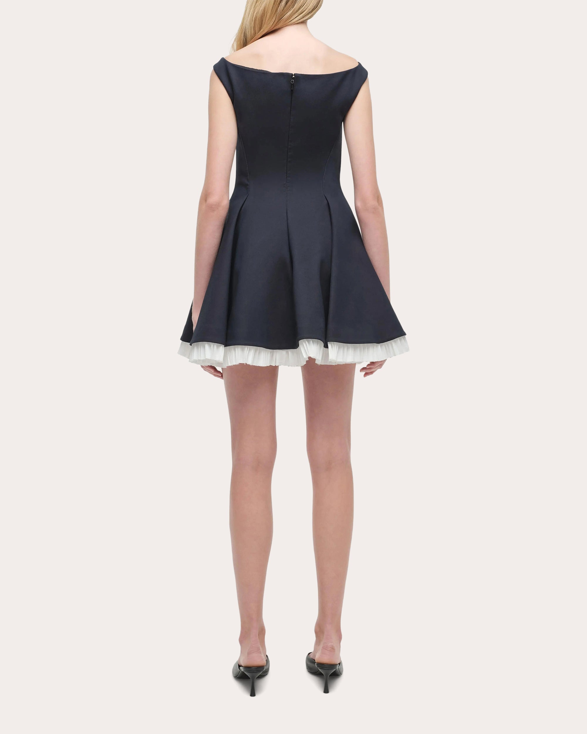 Dorothie Plissé Crepe Flared Mini Dress