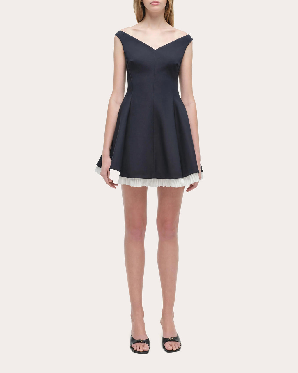 Dorothie Plissé Crepe Flared Mini Dress