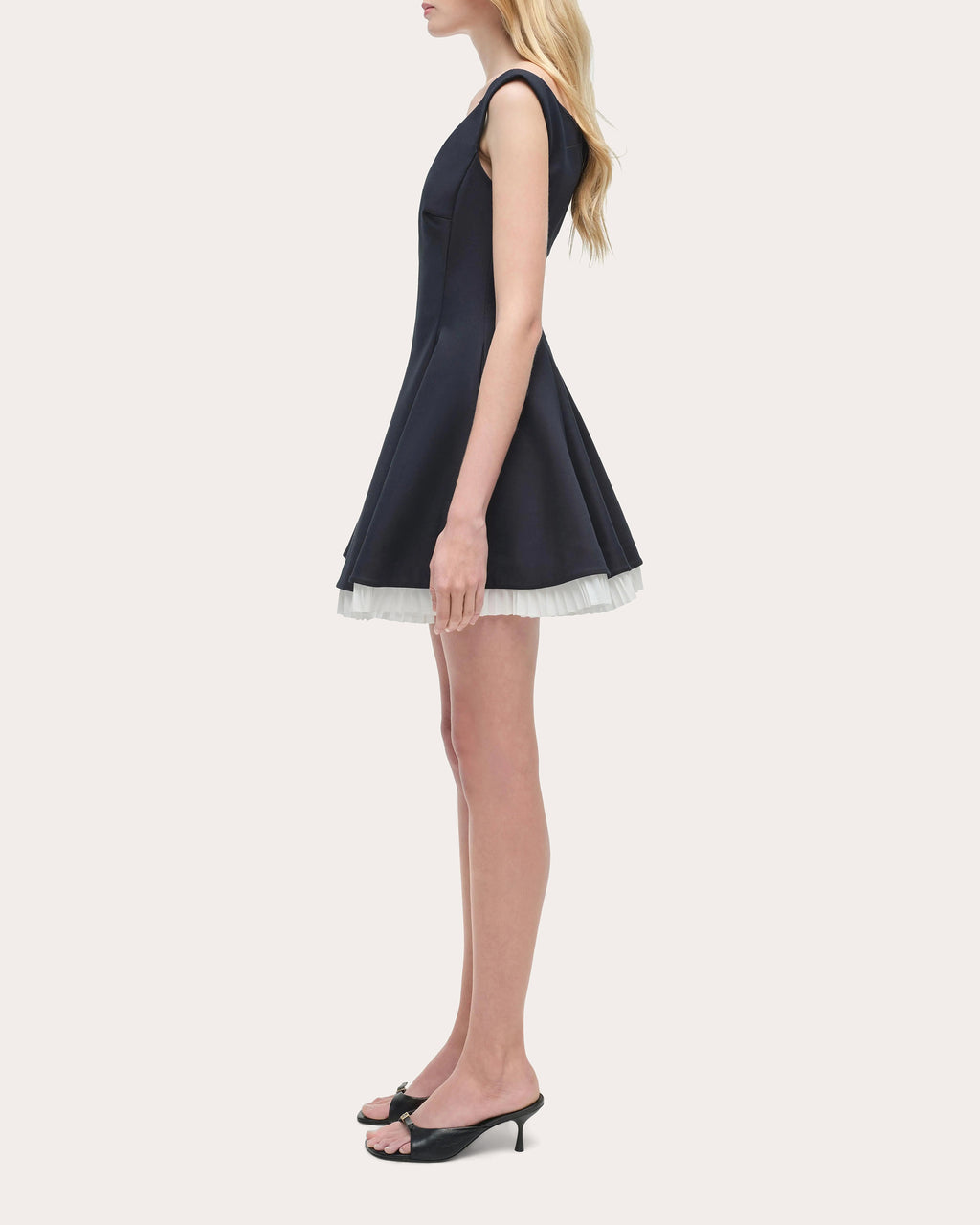 Dorothie Plissé Crepe Flared Mini Dress
