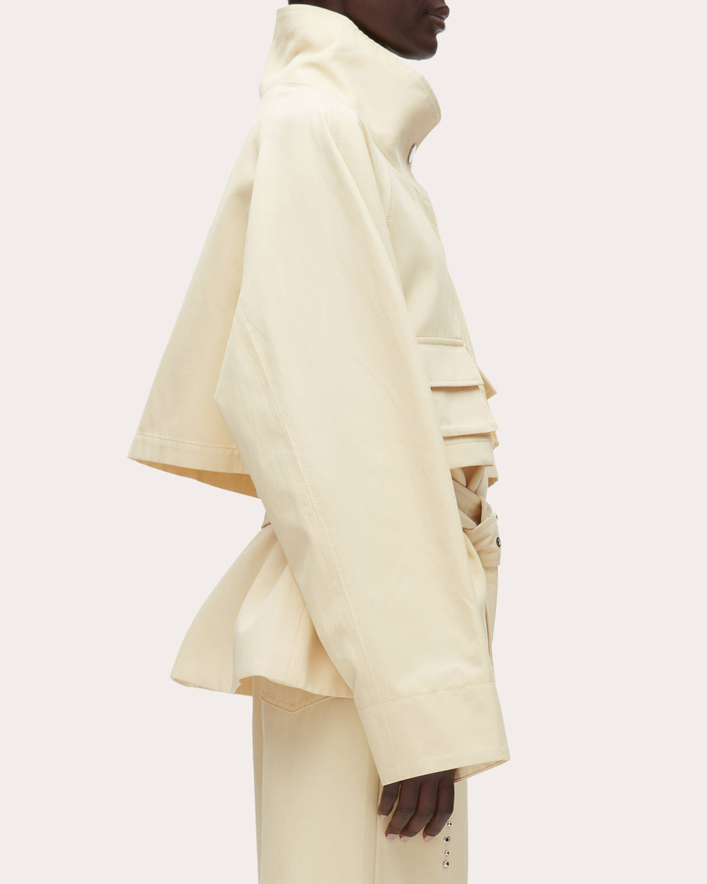 Twill Exaggerated Belted Utility Coat