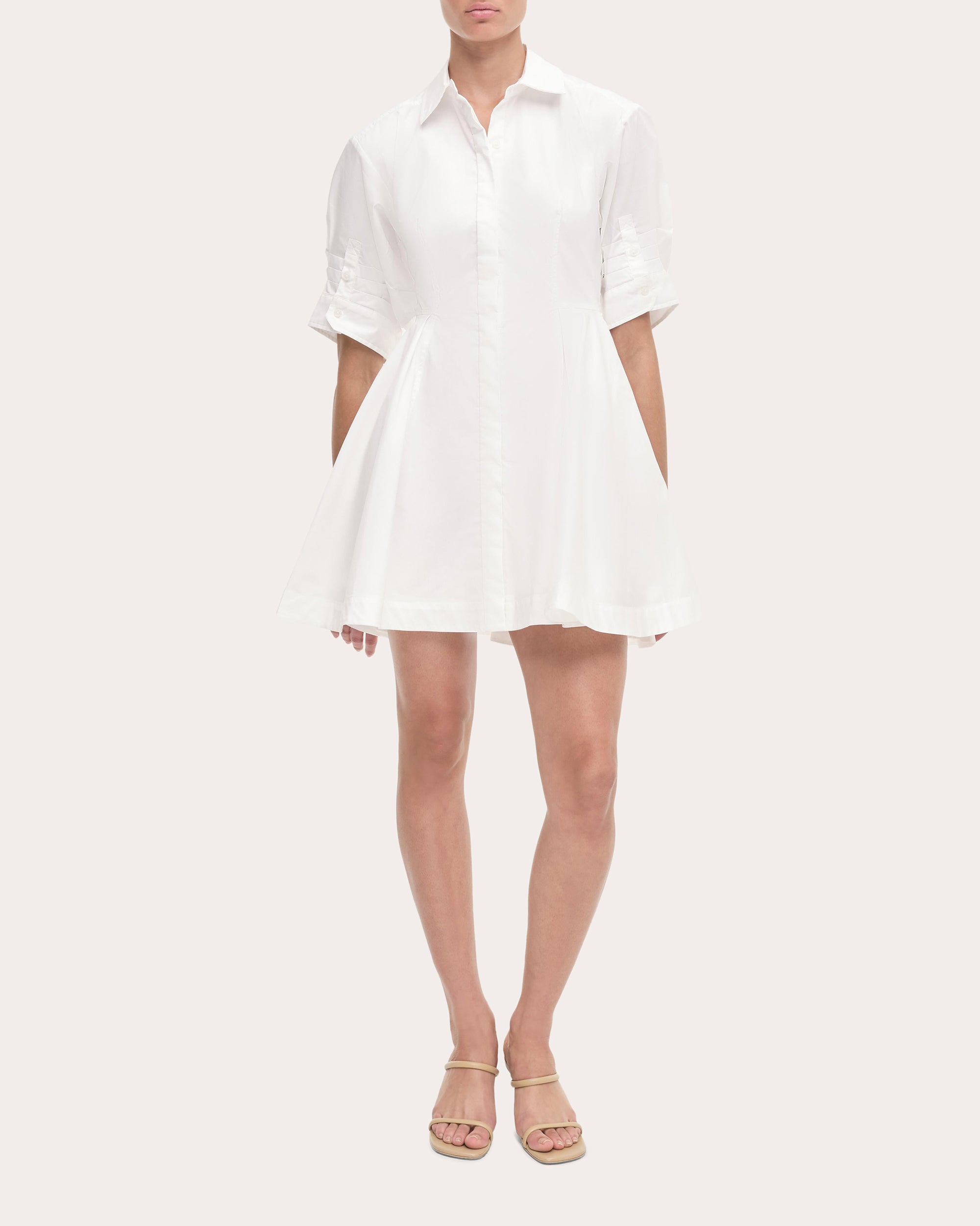Jazzie Pleated Poplin Mini Shirt Dress