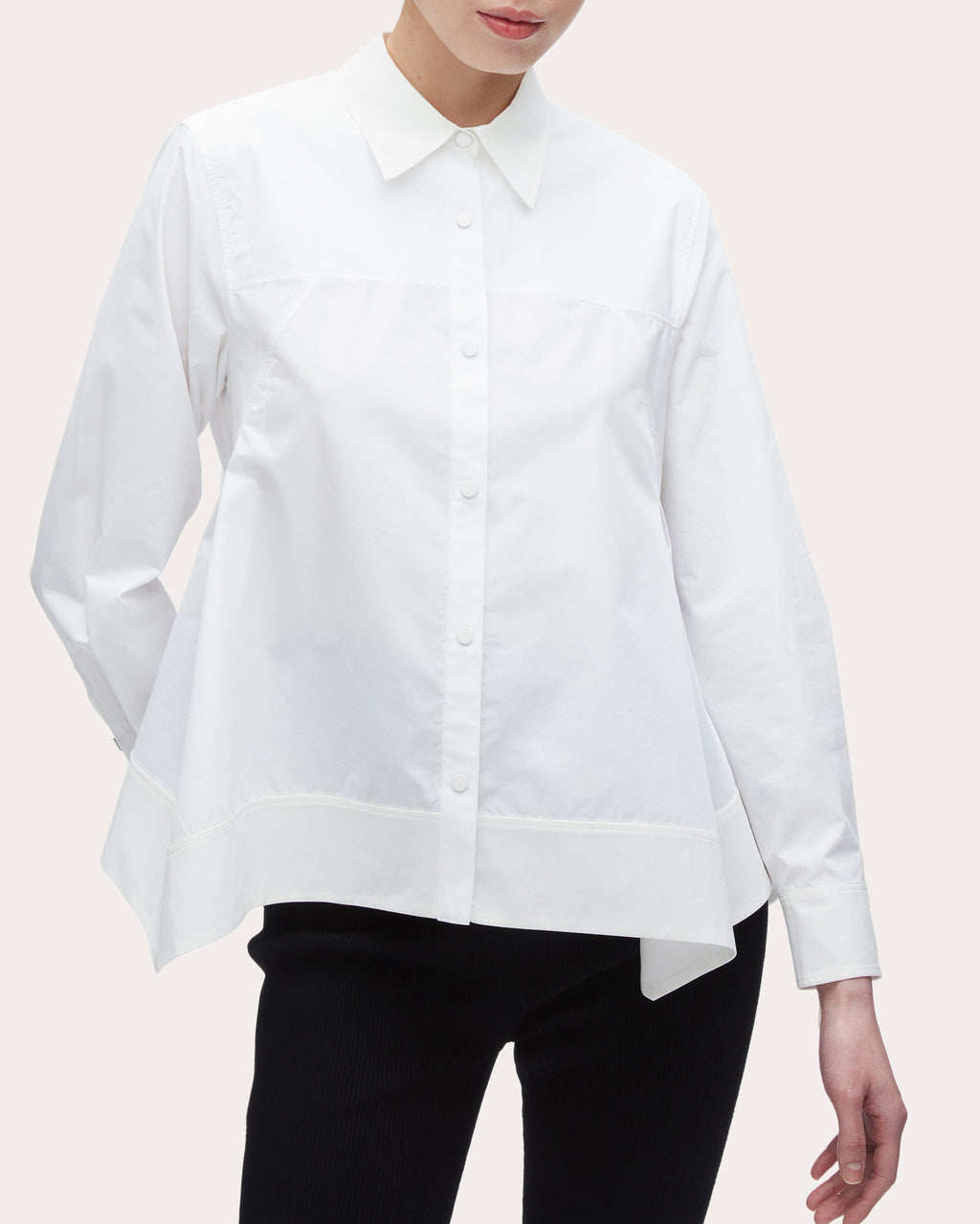 Techno Poplin Flounce-Hem Shirt