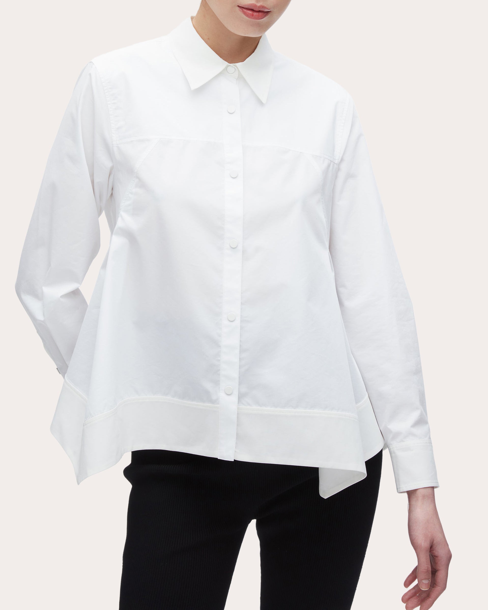 Techno Poplin Flounce-Hem Shirt