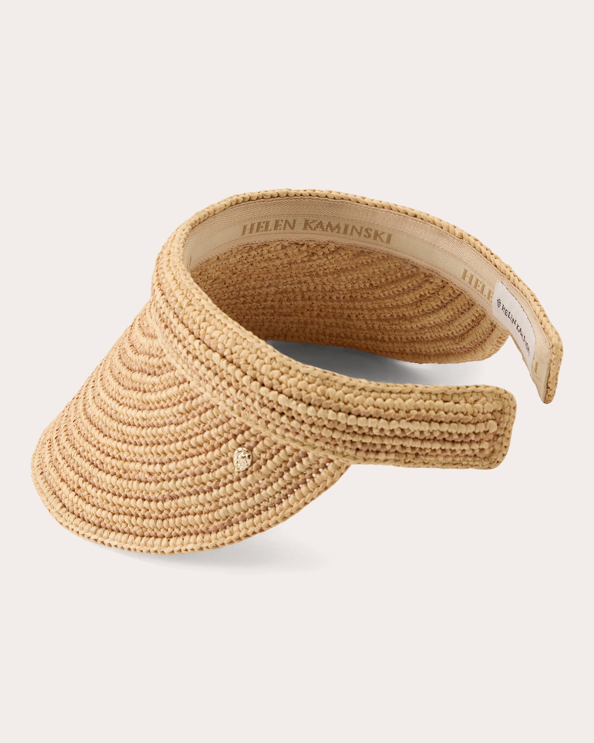 Sunlee Stripe Crocheted Raffia Visor