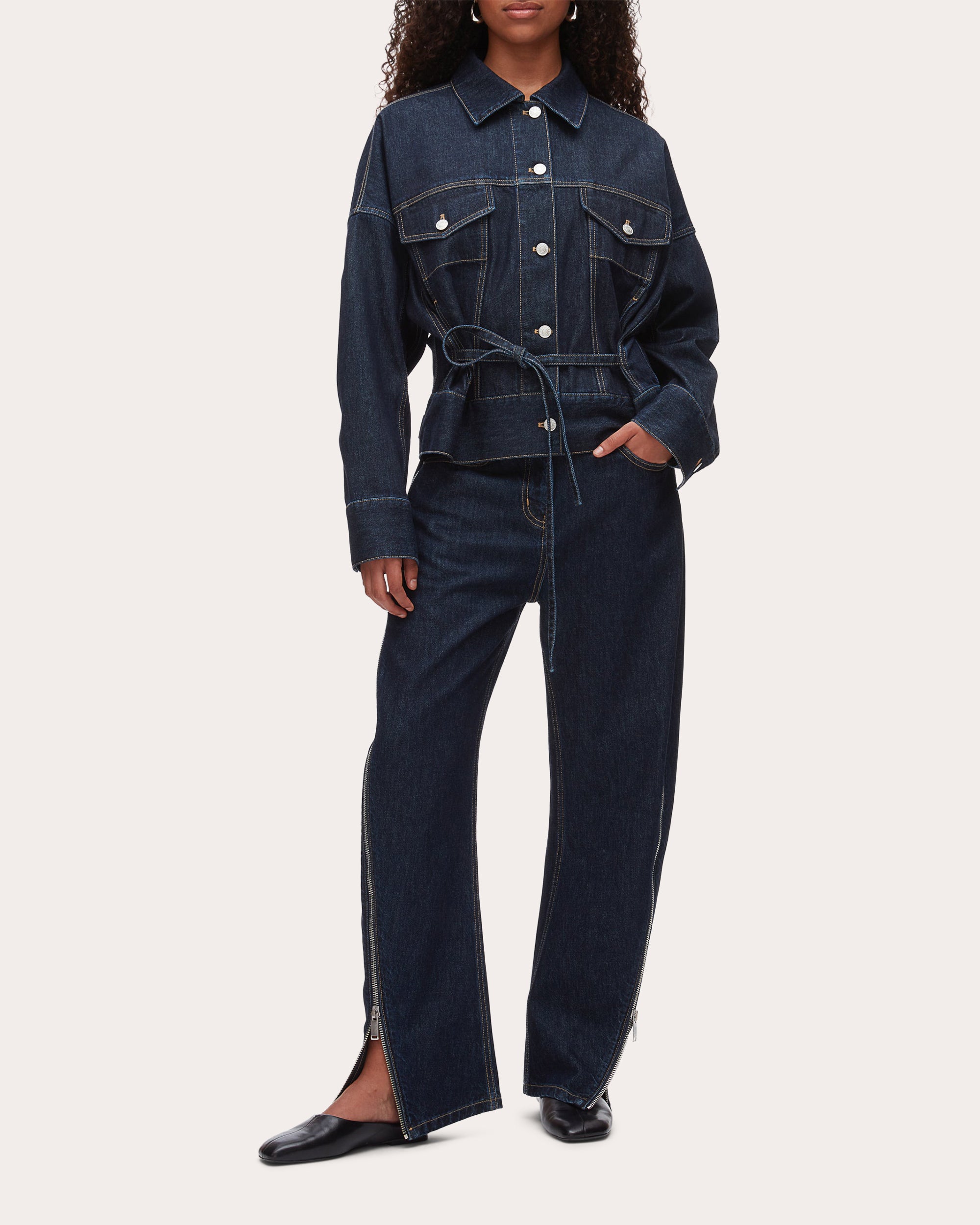 Boxy Belted Denim Jacket