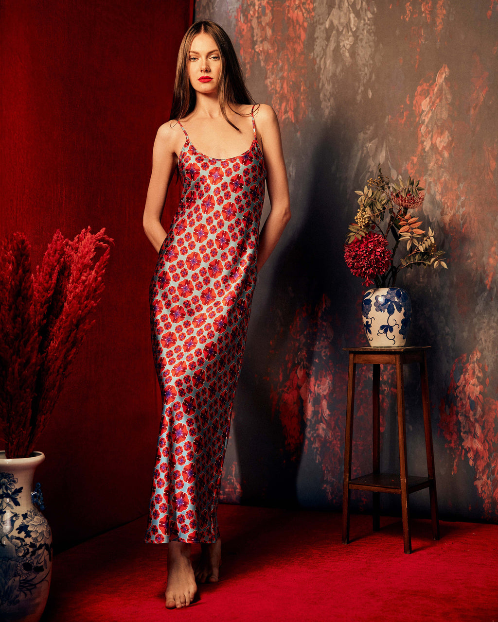 Edo Tairu Silk Maxi Slip Dress