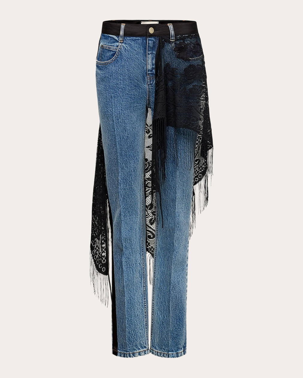 Eram Fringed Shawl Slim Jeans