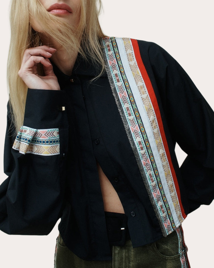 Ted Grosgrain Poplin High-Low Shirt