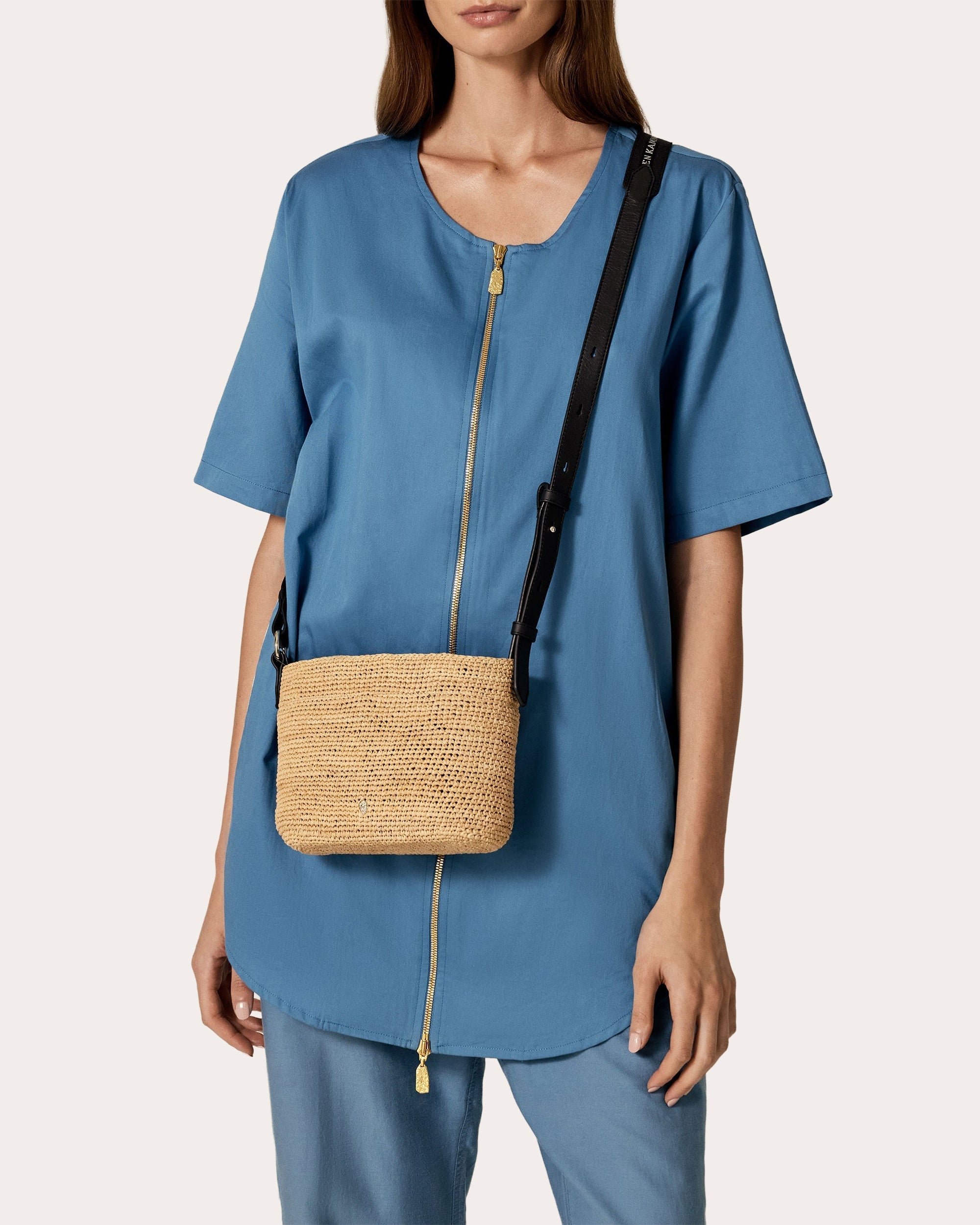 Nalin Crocheted Raffia Mini Crossbody Bag
