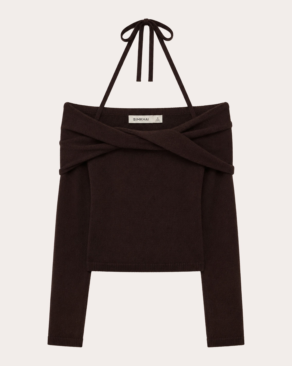 Cambria Wool Knit Off-Shoulder Halter Top