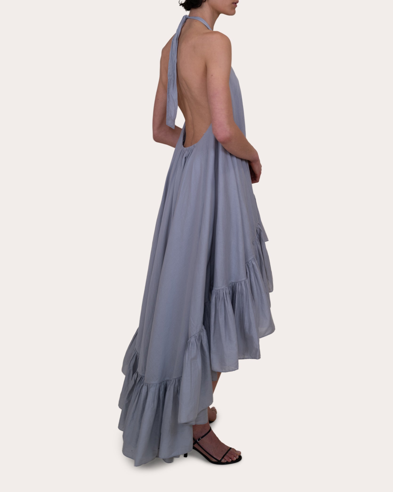 Hannah Cotton Voile Ruffle High-Low Dress | Olivela Hannah Cotton Voile Ruffle High-Low Dress | Olivela