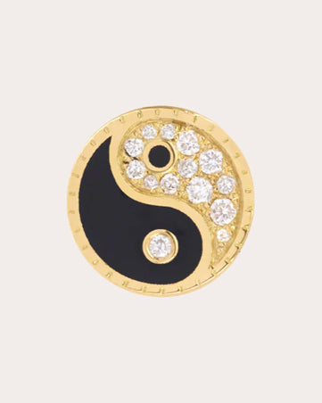Yin Yang 18K Gold Enamel and Lab-Grown Diamond Single Earring