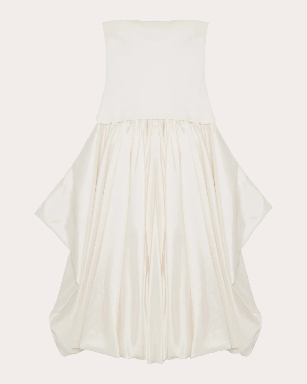 Izzy Knit Taffeta Gathered Strapless Midi Dress