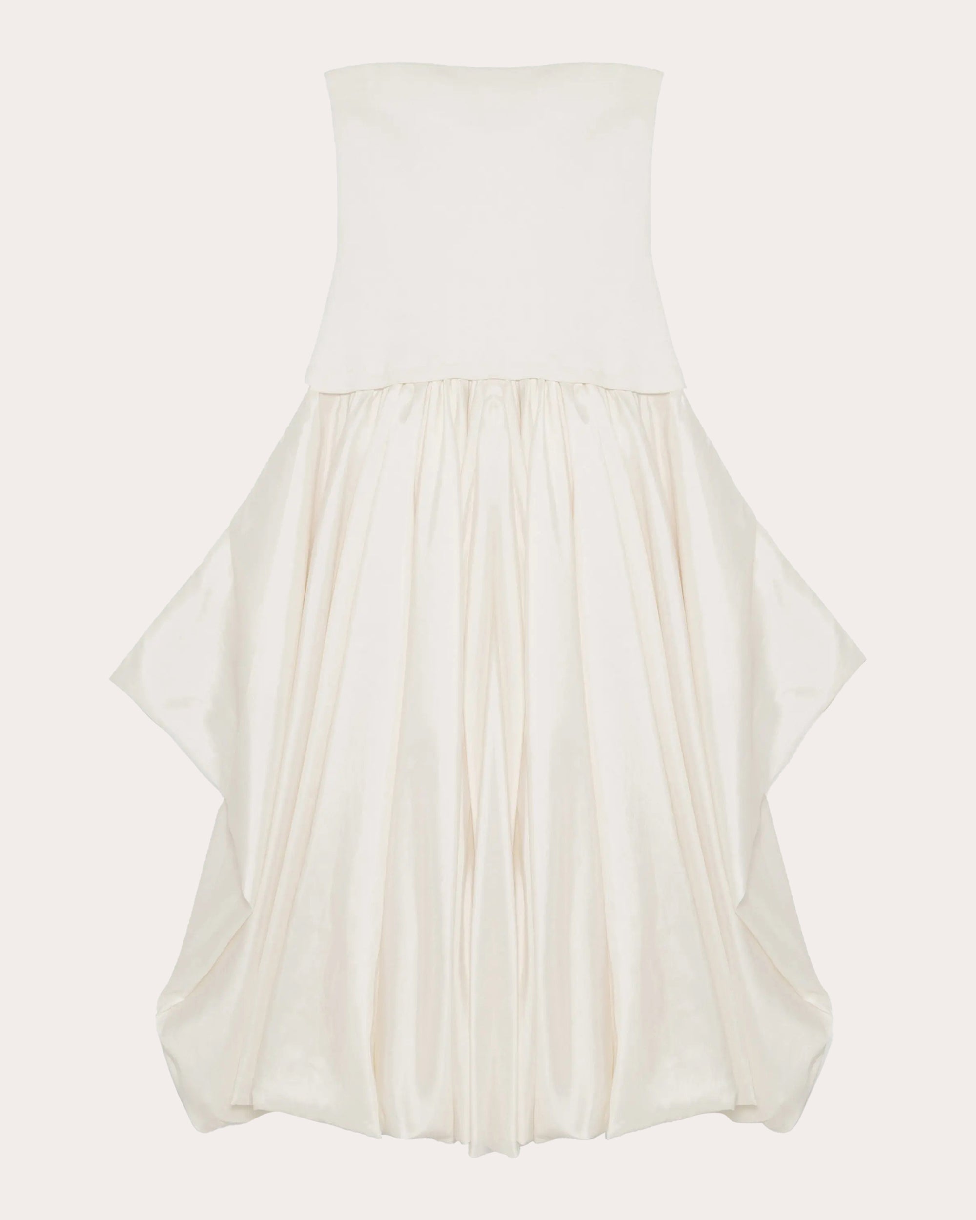 Izzy Knit Taffeta Gathered Strapless Midi Dress