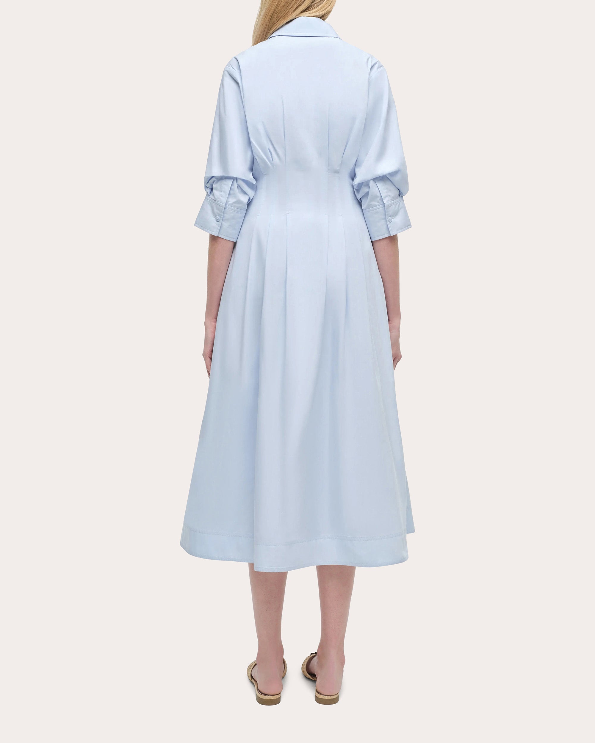 Jazz Pleated Poplin Midi Shirt Dress