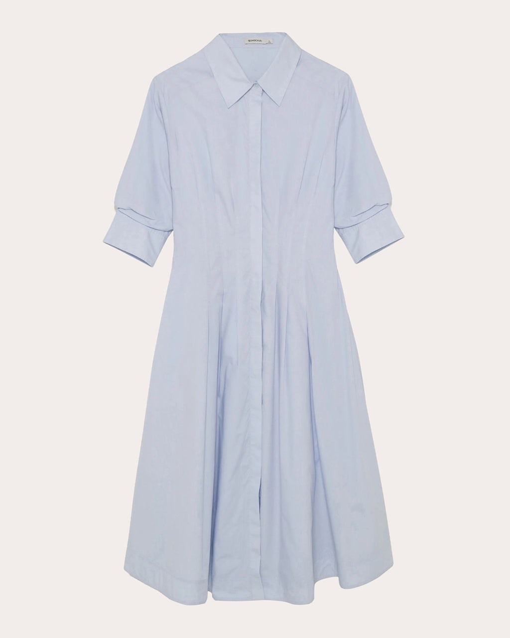 Jazz Pleated Poplin Midi Shirt Dress