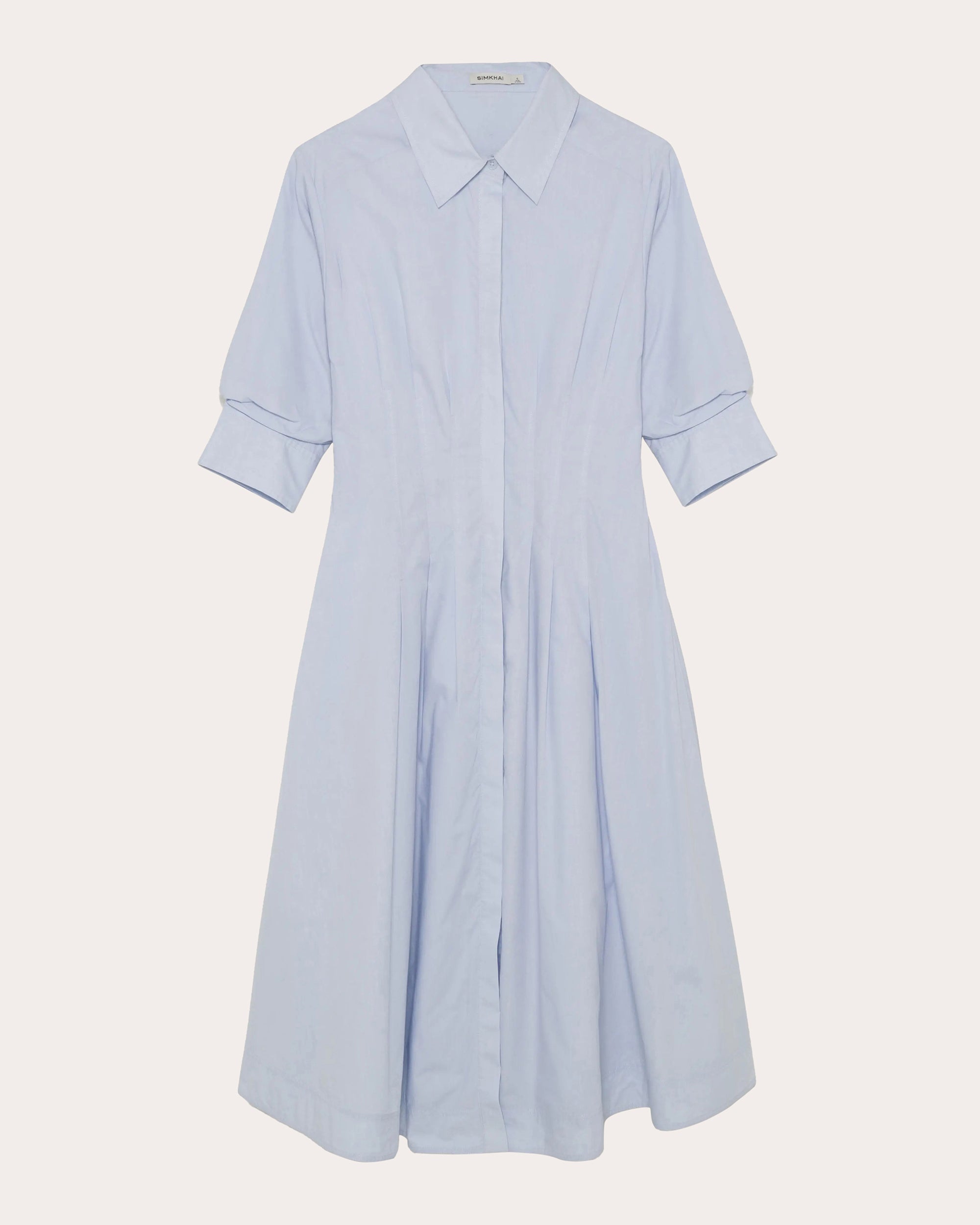 Jazz Pleated Poplin Midi Shirt Dress