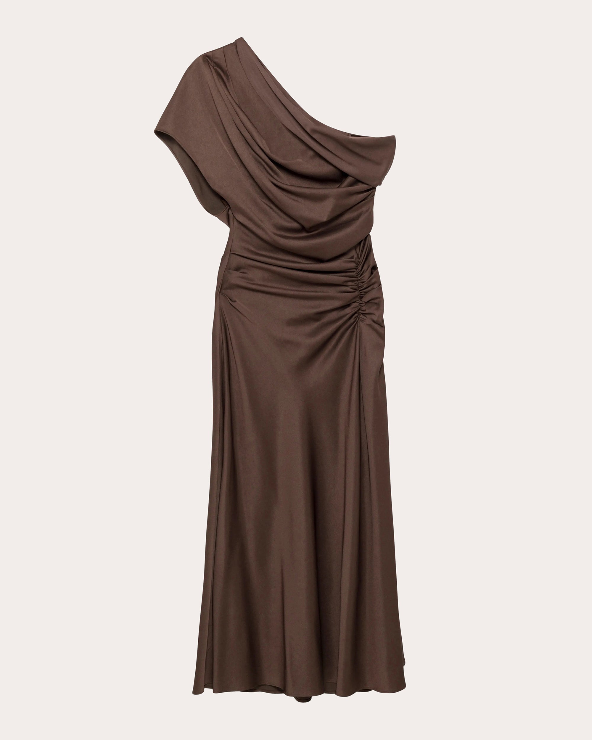Joanna Draped Satin Asymmetric Midi Dress
