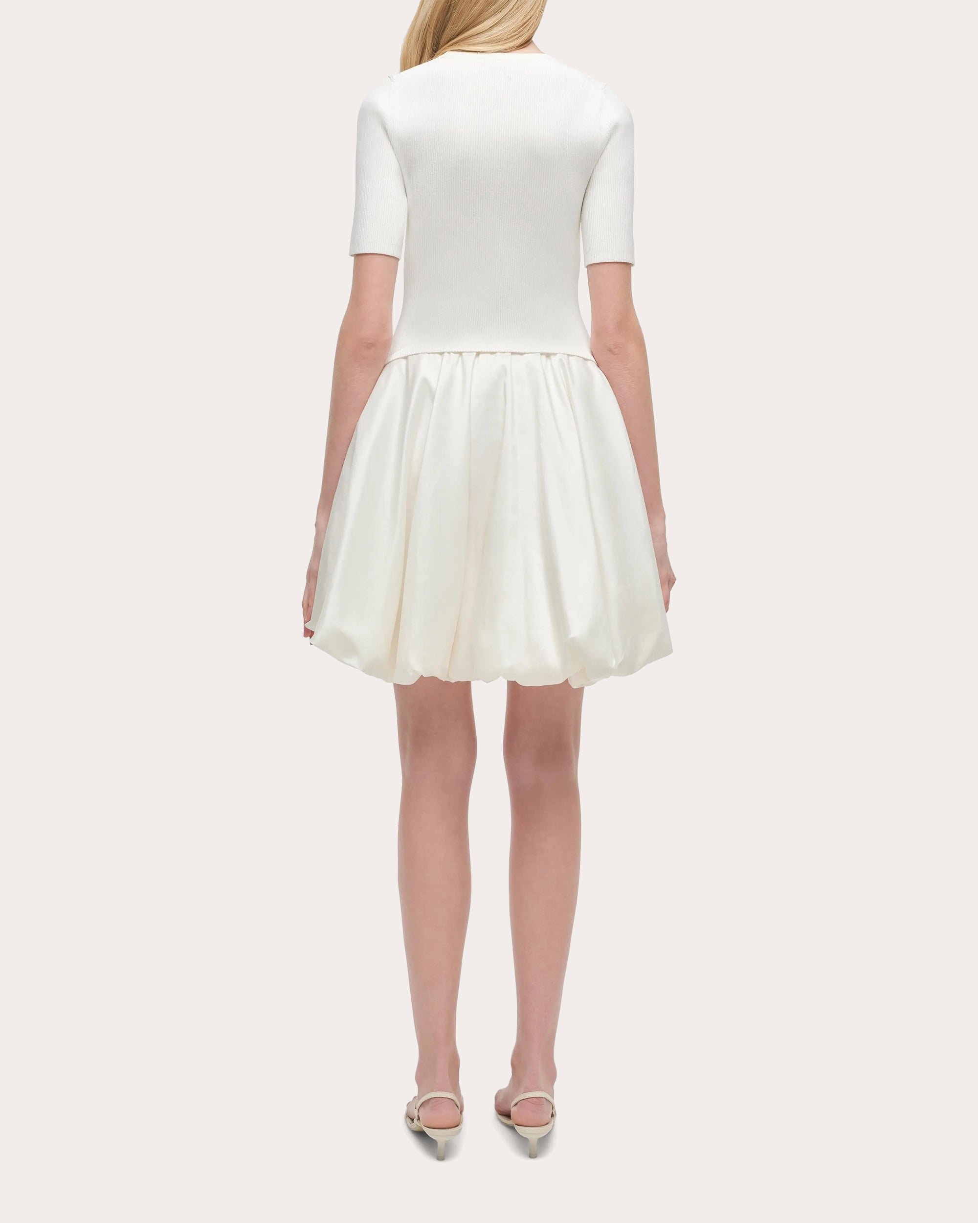 Kenny Knit Taffeta Combo Gathered Mini Dress