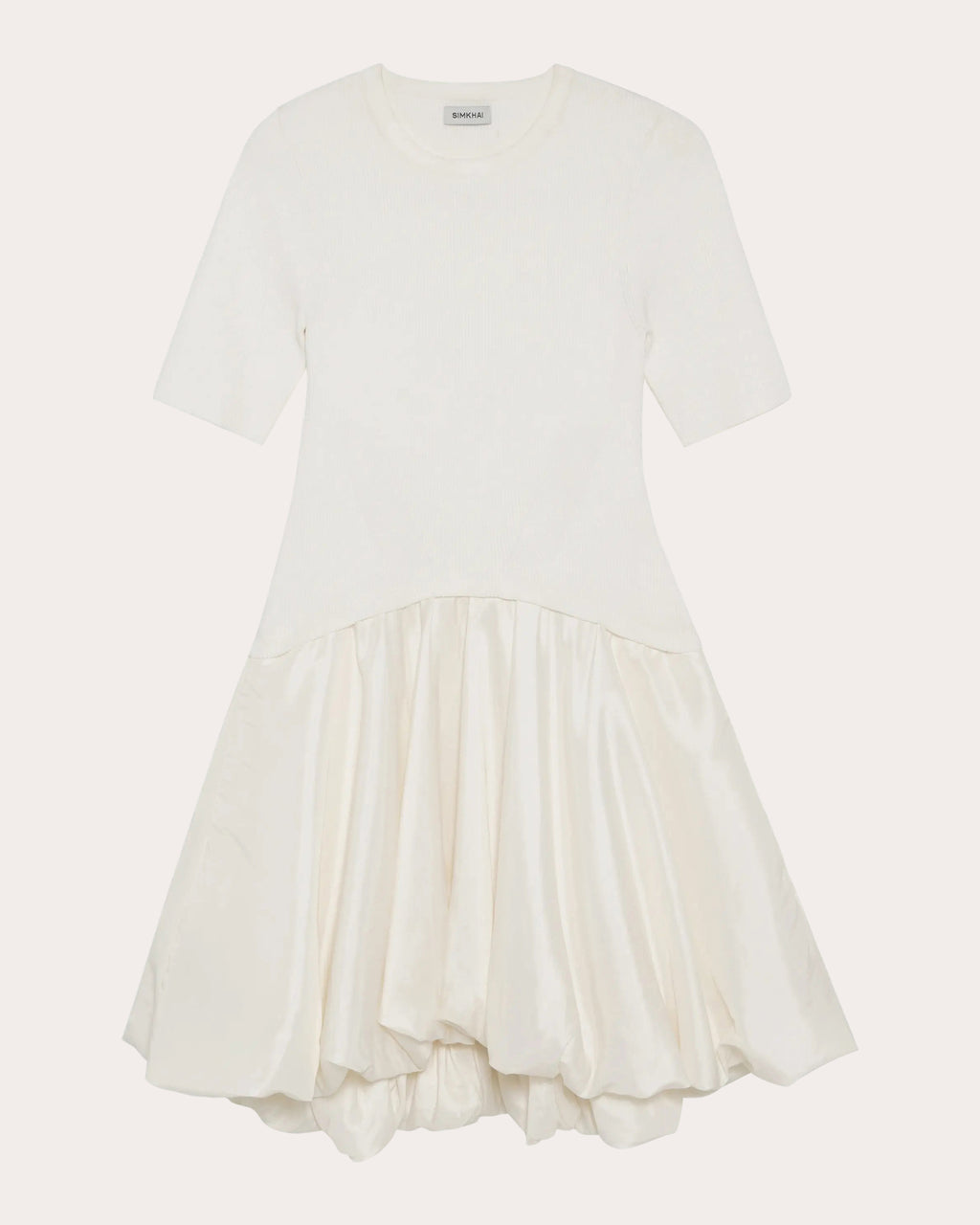 Kenny Knit Taffeta Combo Gathered Mini Dress