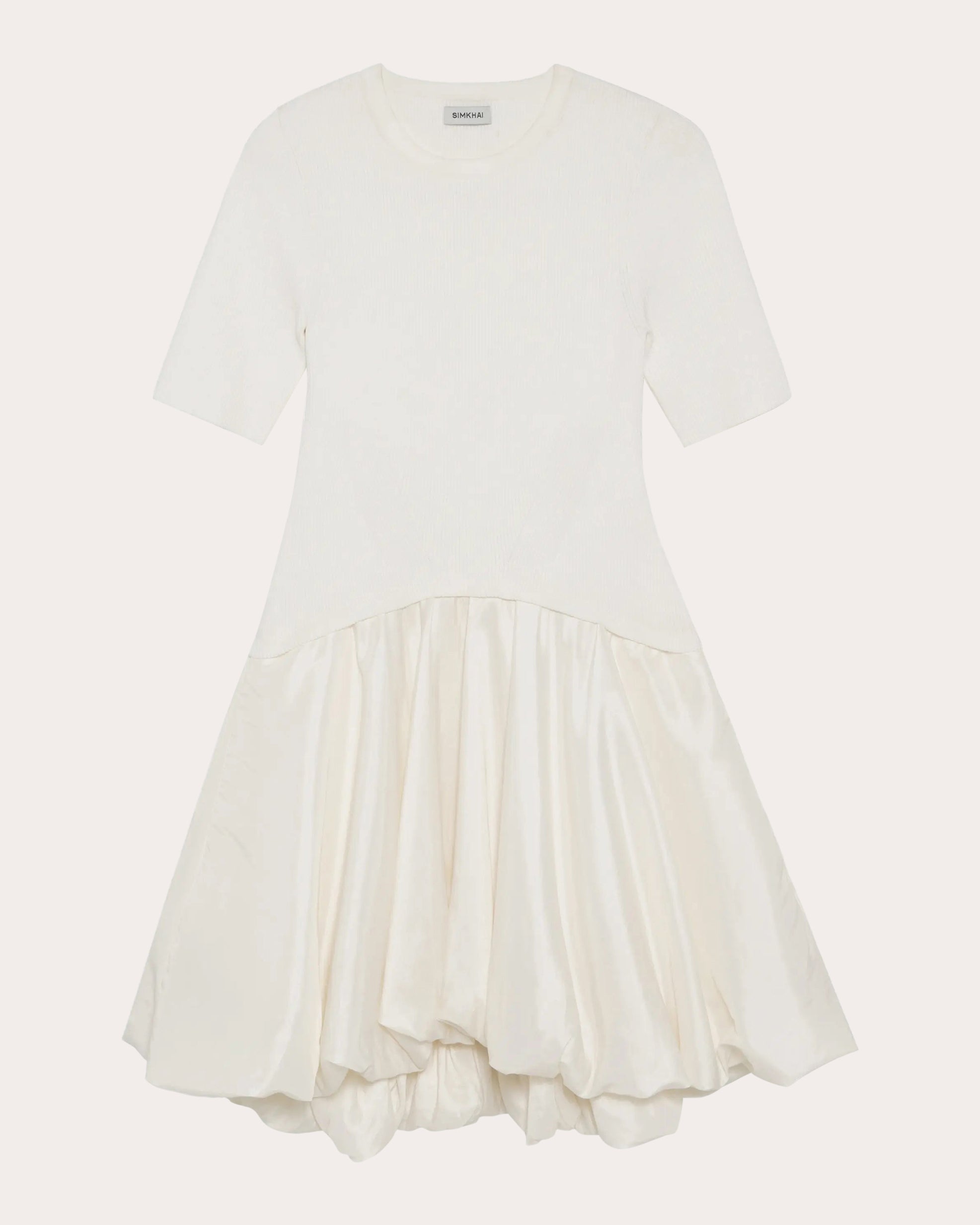 Kenny Knit Taffeta Combo Gathered Mini Dress