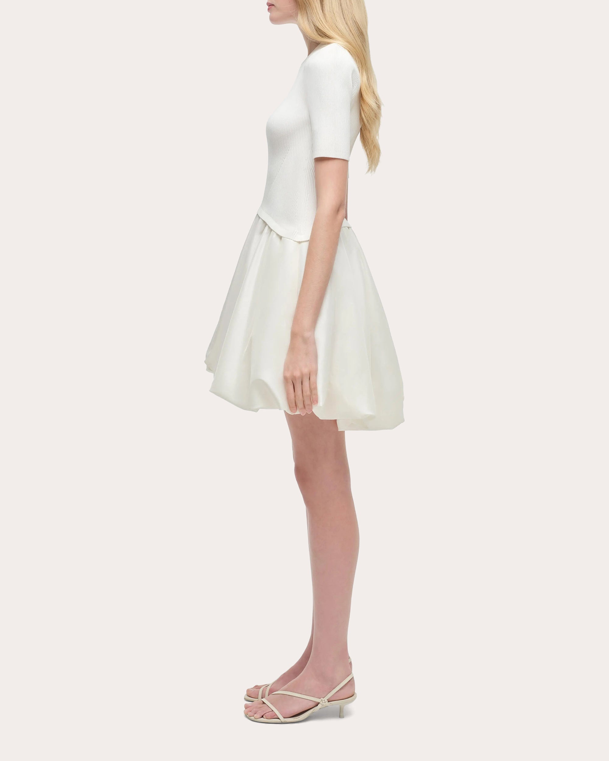 Kenny Knit Taffeta Combo Gathered Mini Dress