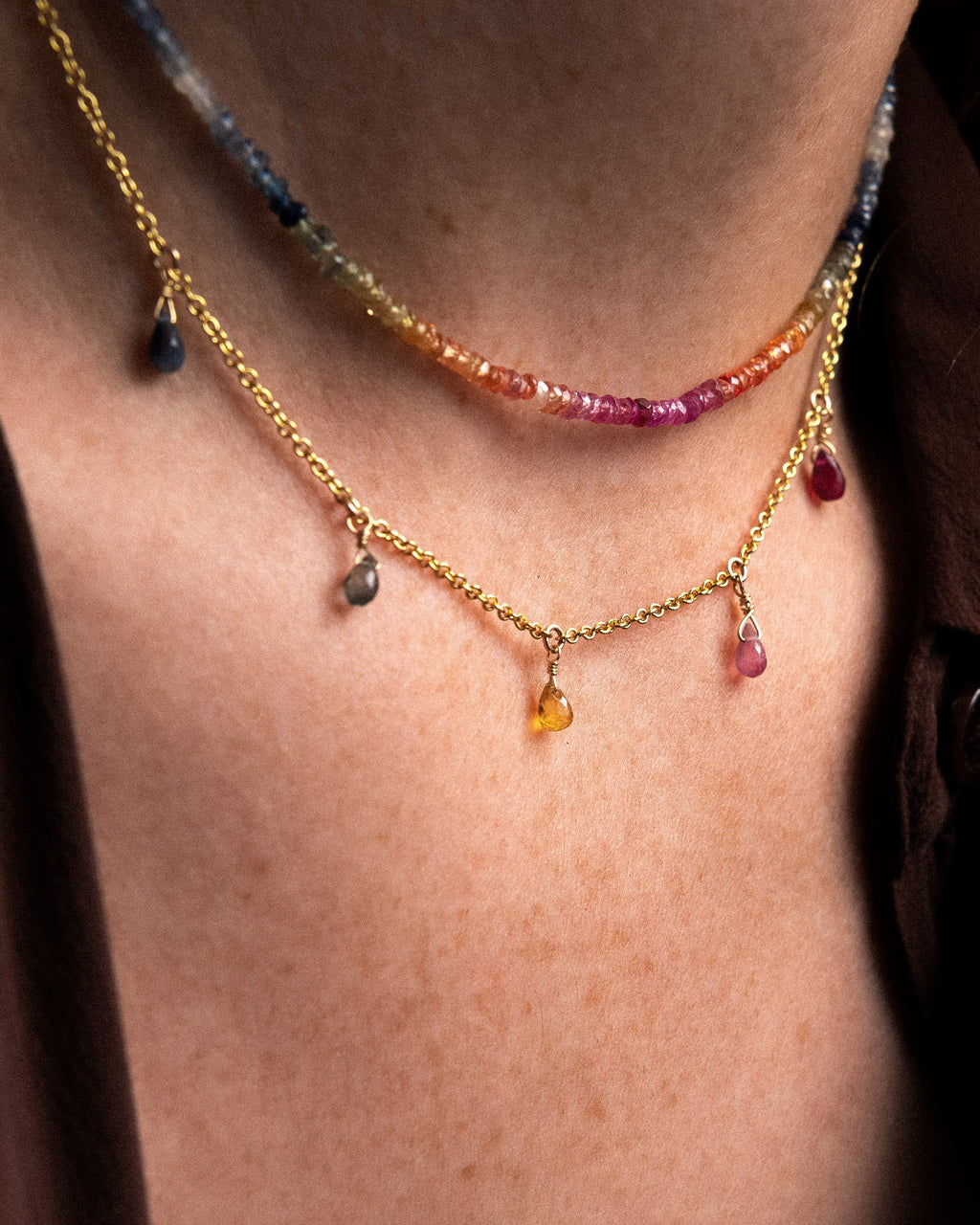Rainbow Sapphire Luna Necklace