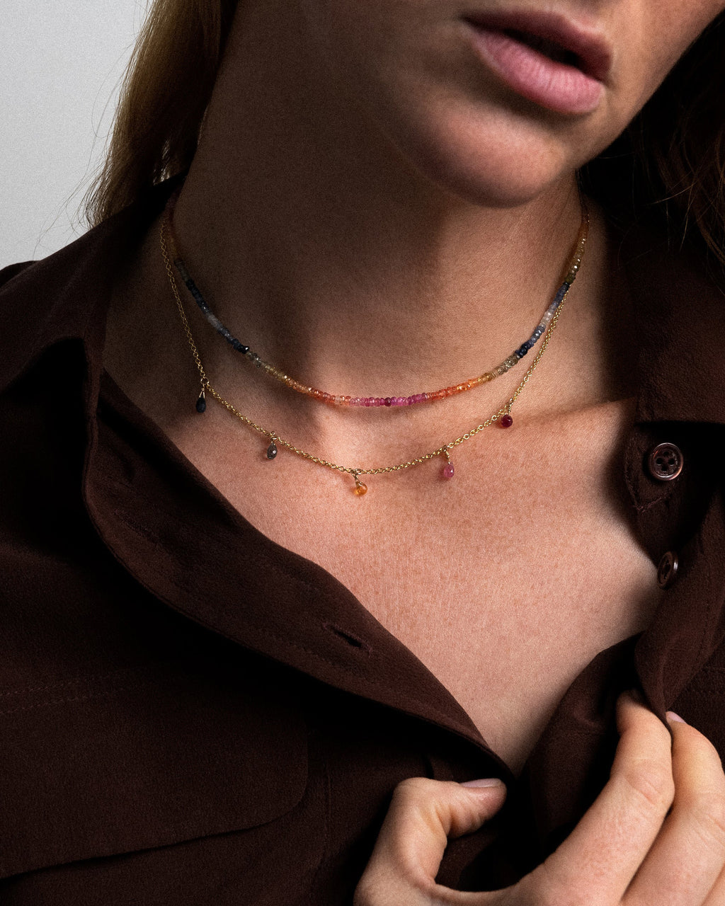 Rainbow Sapphire Luna Necklace