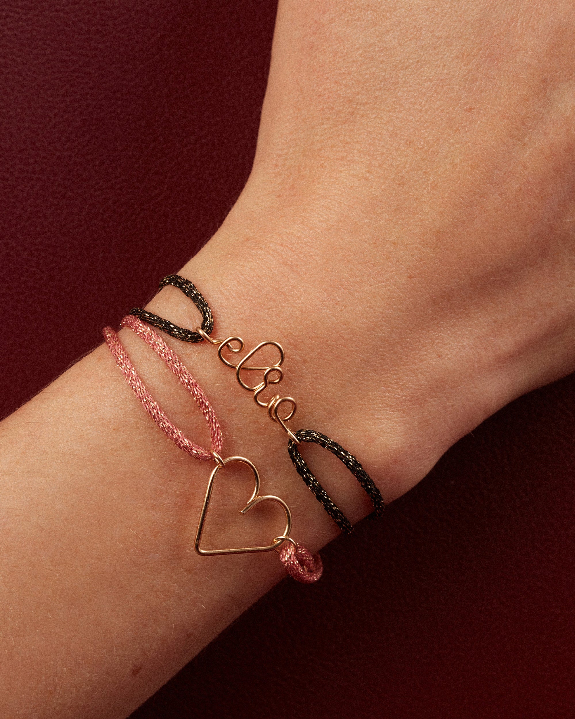 Heart Charm Lurex Cord Bracelet